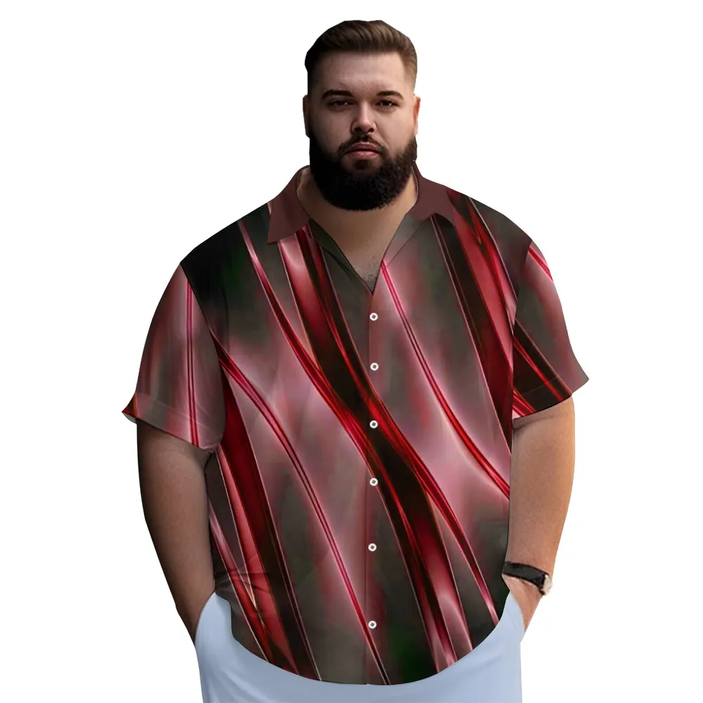 Men's Ombre Gradient Pattern Print Vintage Lapel Collar Short Sleeve Shirt 2407004836