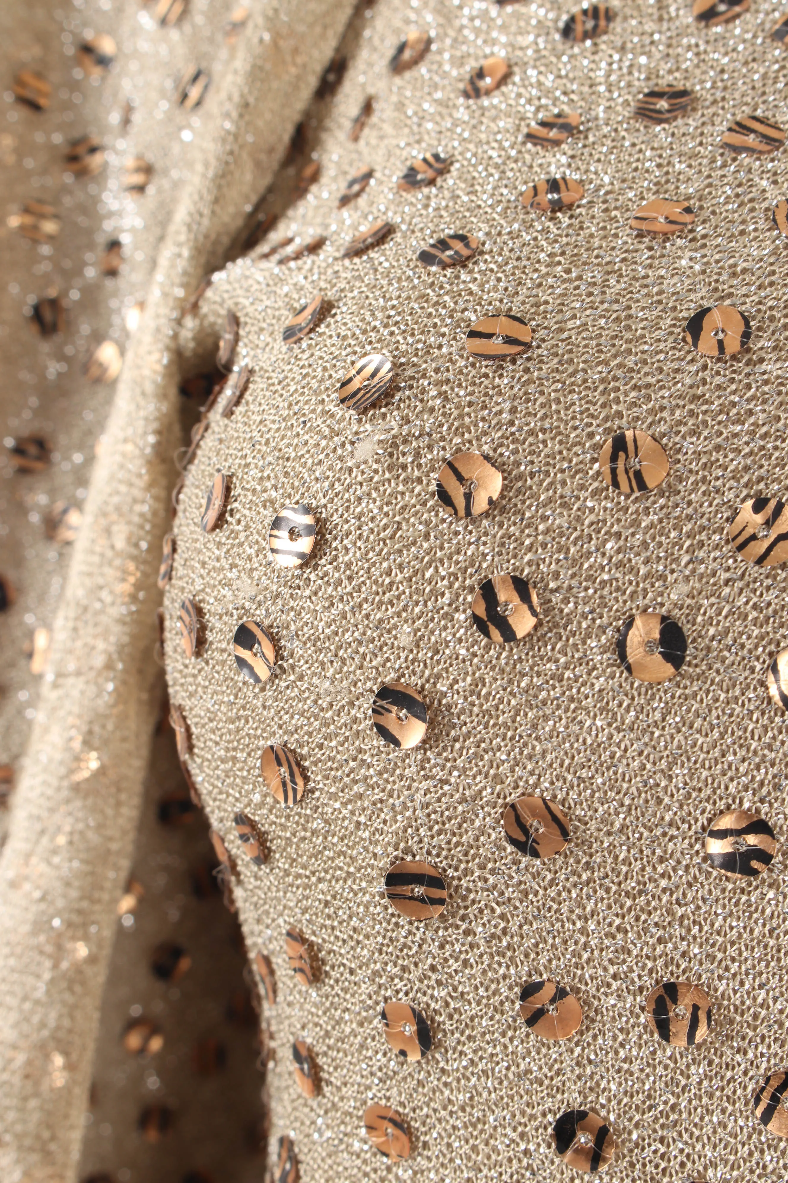 Metallic Zebrawood Sequin Dress & Shawl Set