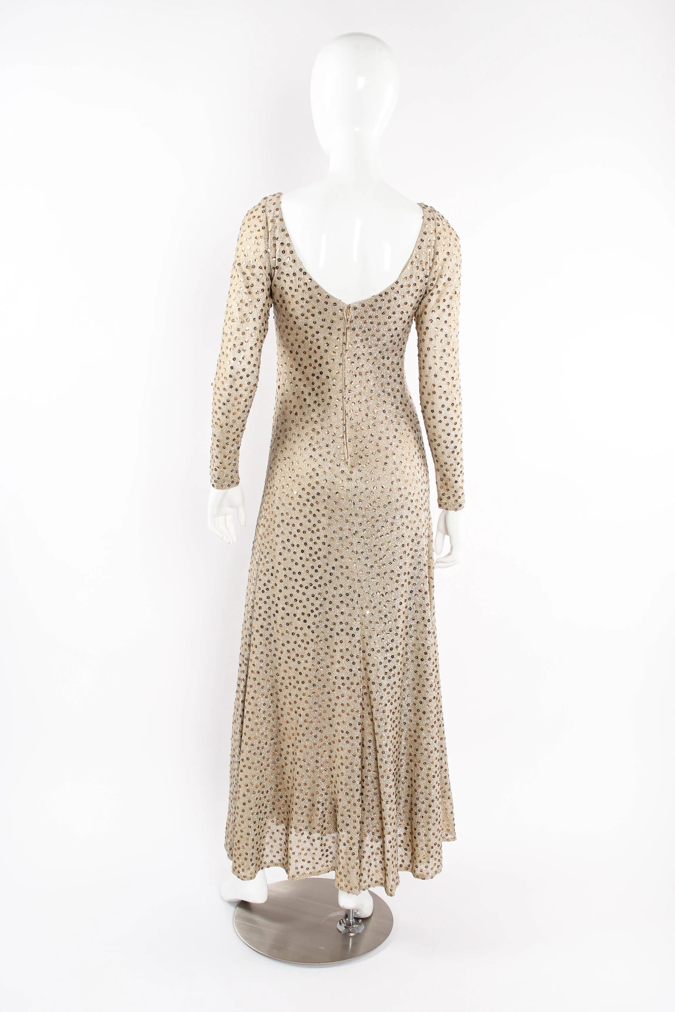 Metallic Zebrawood Sequin Dress & Shawl Set