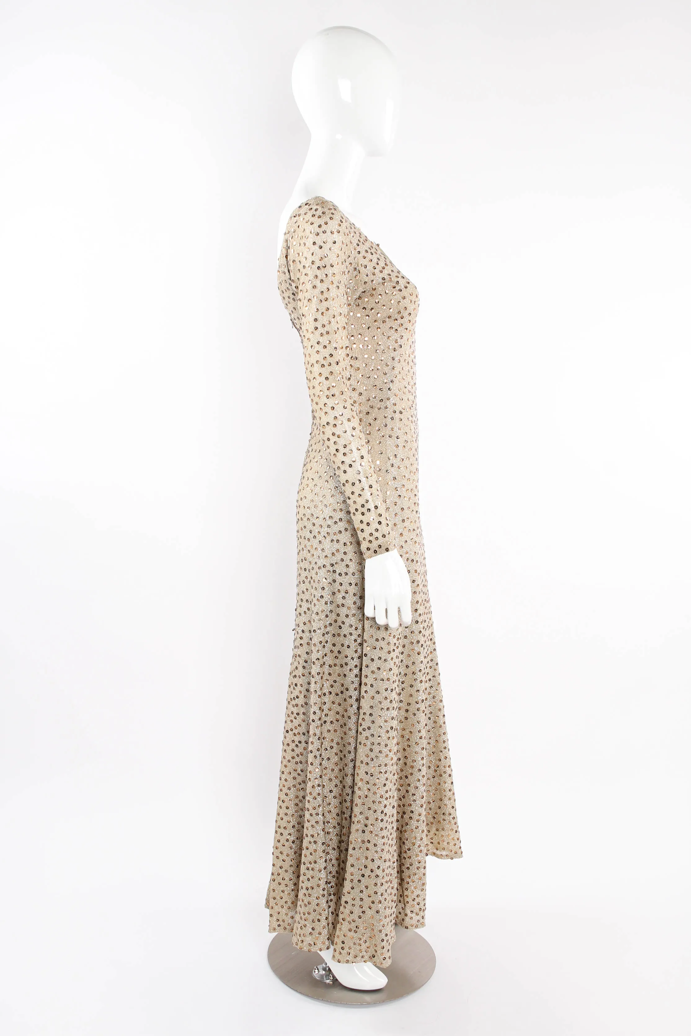 Metallic Zebrawood Sequin Dress & Shawl Set