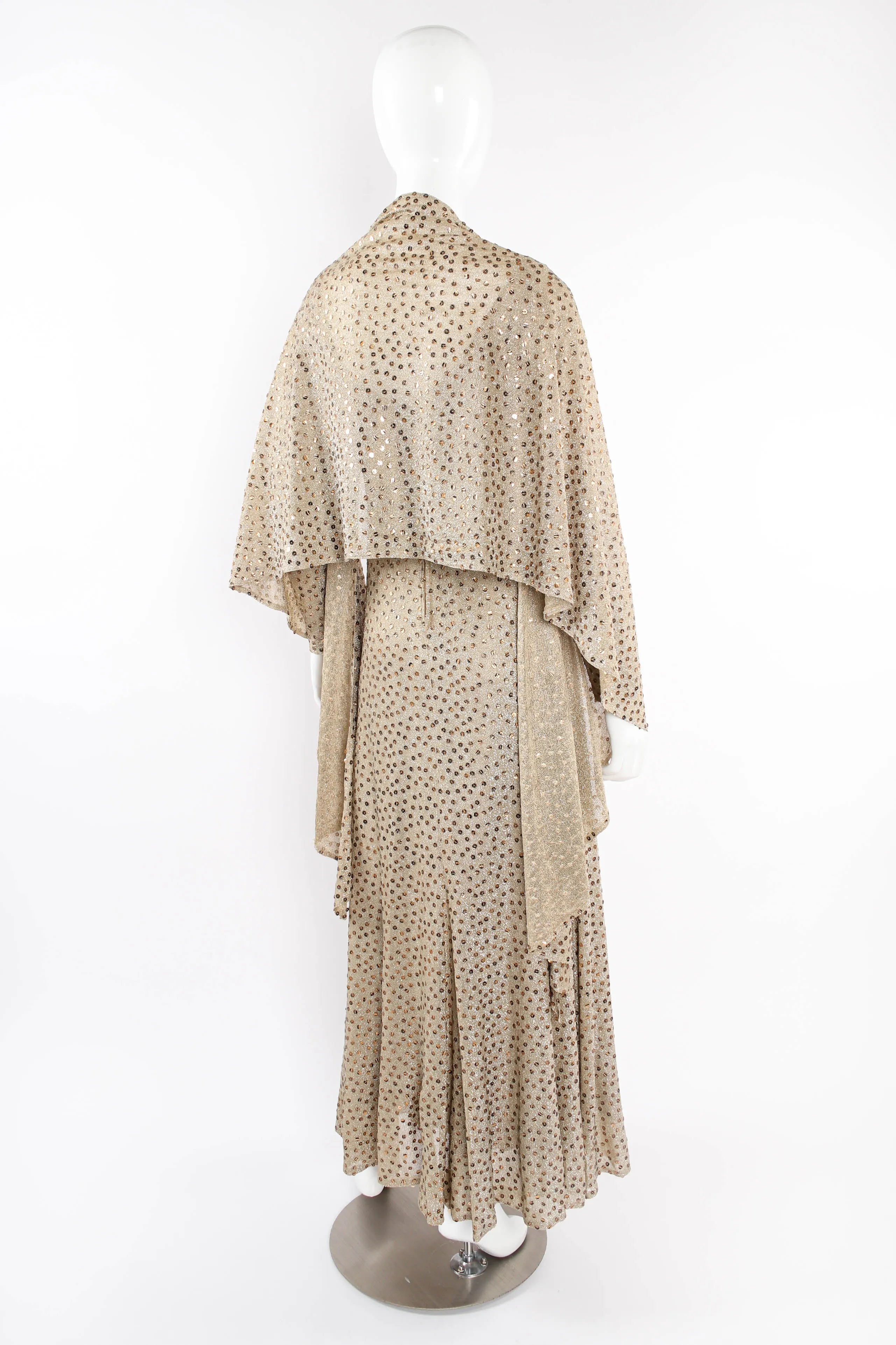 Metallic Zebrawood Sequin Dress & Shawl Set