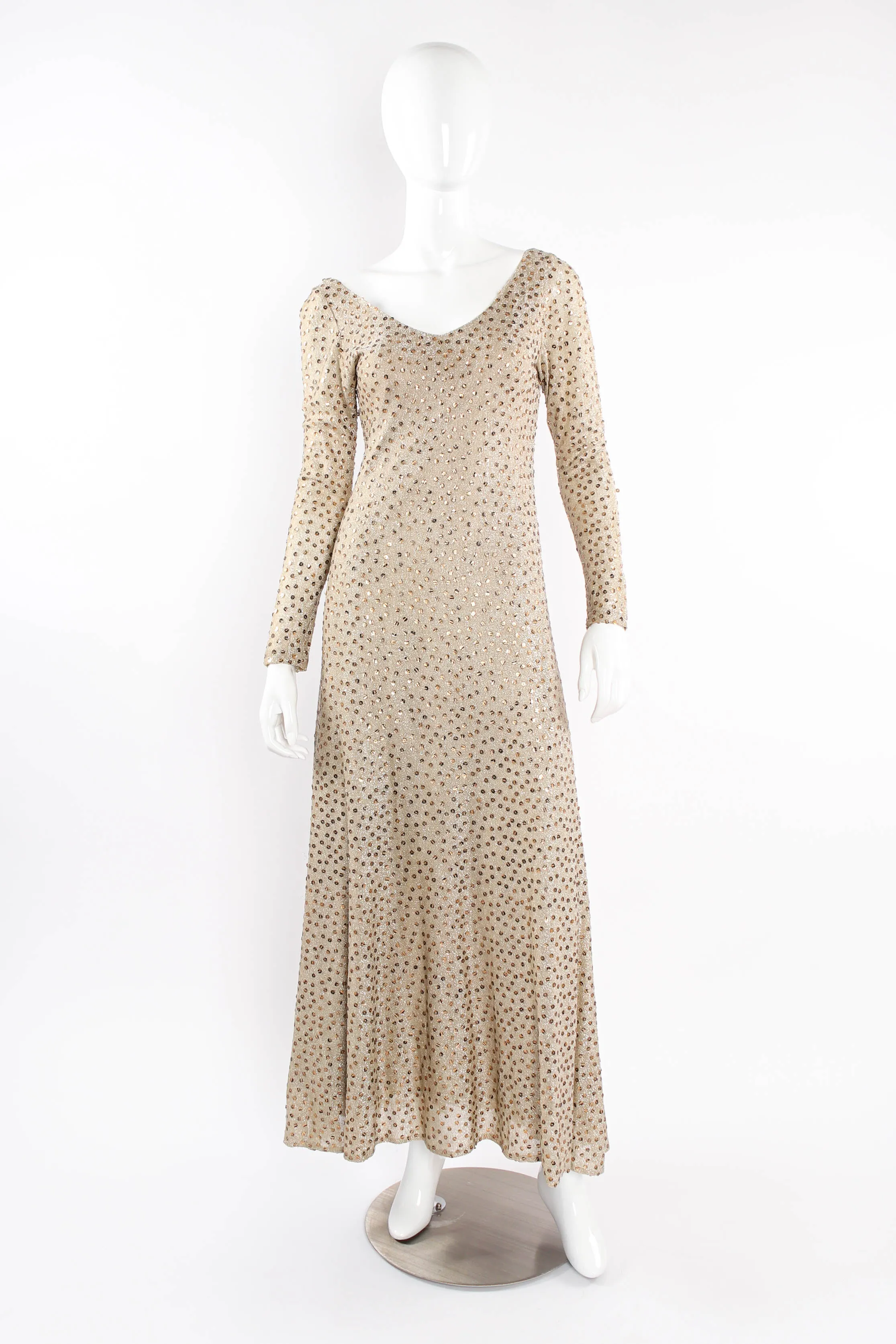 Metallic Zebrawood Sequin Dress & Shawl Set