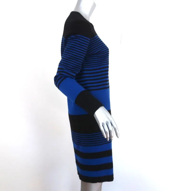 Michael Kors Striped Cashmere Sweater Dress Blue/Black Size Medium Long Sleeve