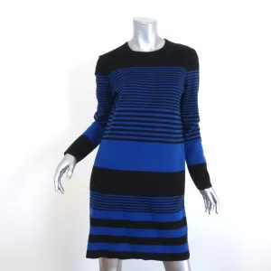 Michael Kors Striped Cashmere Sweater Dress Blue/Black Size Medium Long Sleeve