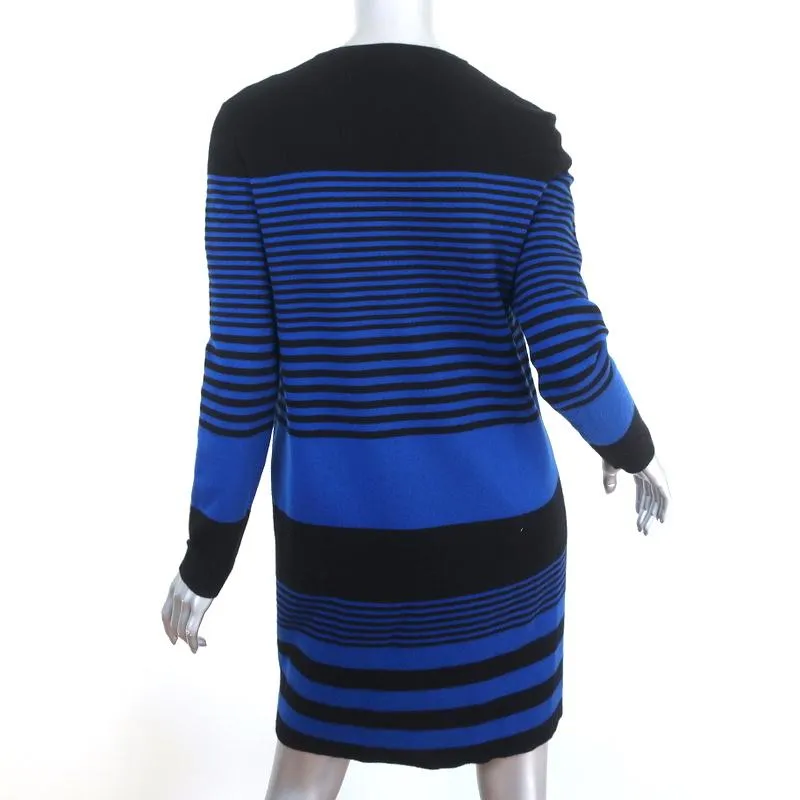 Michael Kors Striped Cashmere Sweater Dress Blue/Black Size Medium Long Sleeve