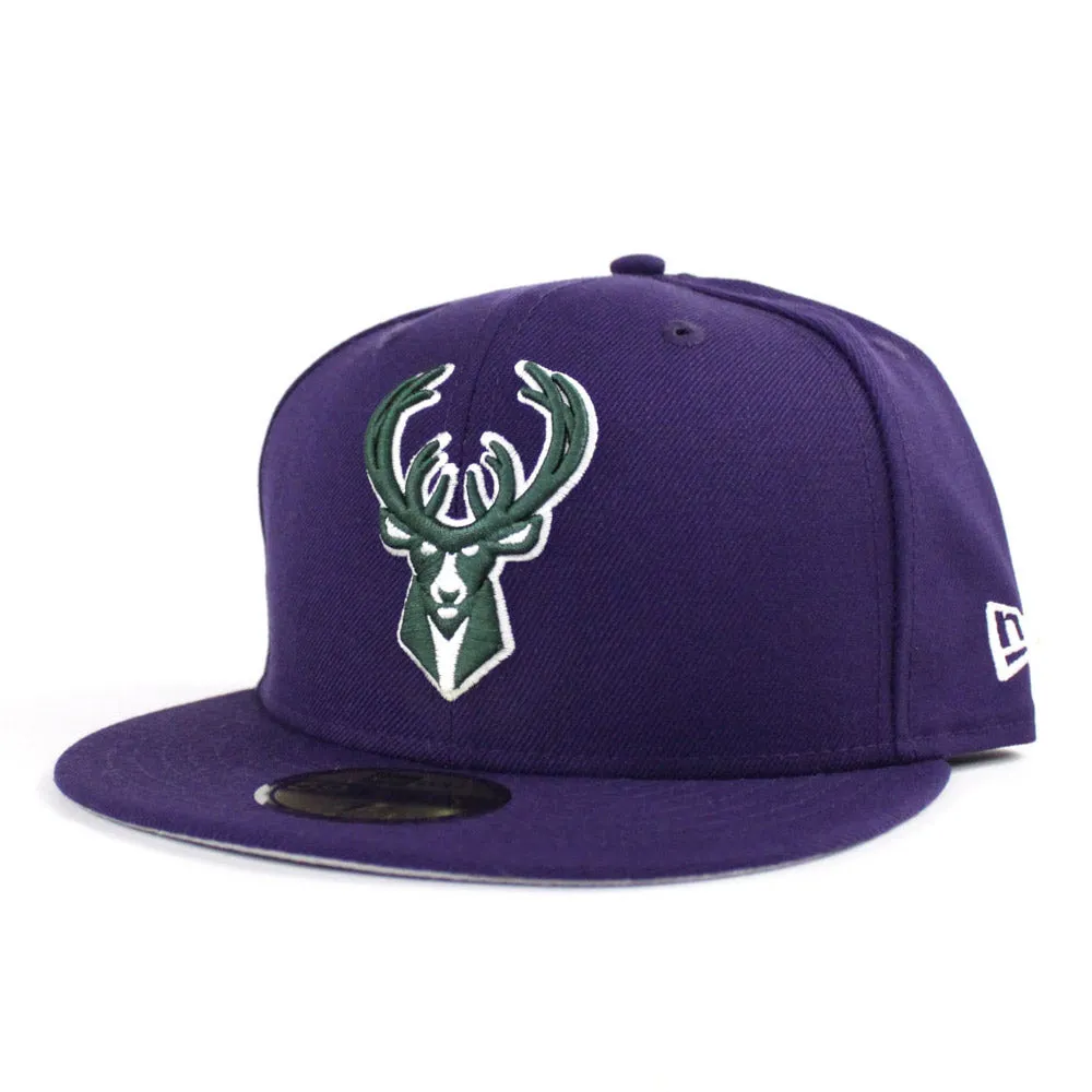 Milwaukee Bucks New Era 59FIFTY Fitted Hat (Purple Gray Under Brim)