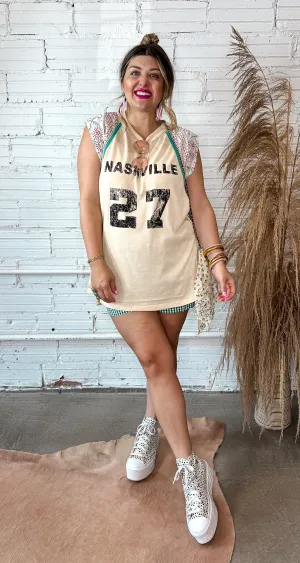 Nashville Sequin Tank - Beige