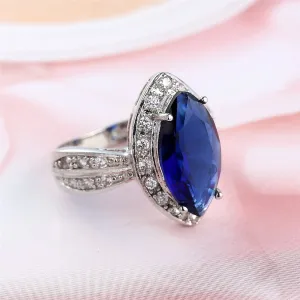 Navy Crystal & Cubic Zirconia Pear-Cut Ring