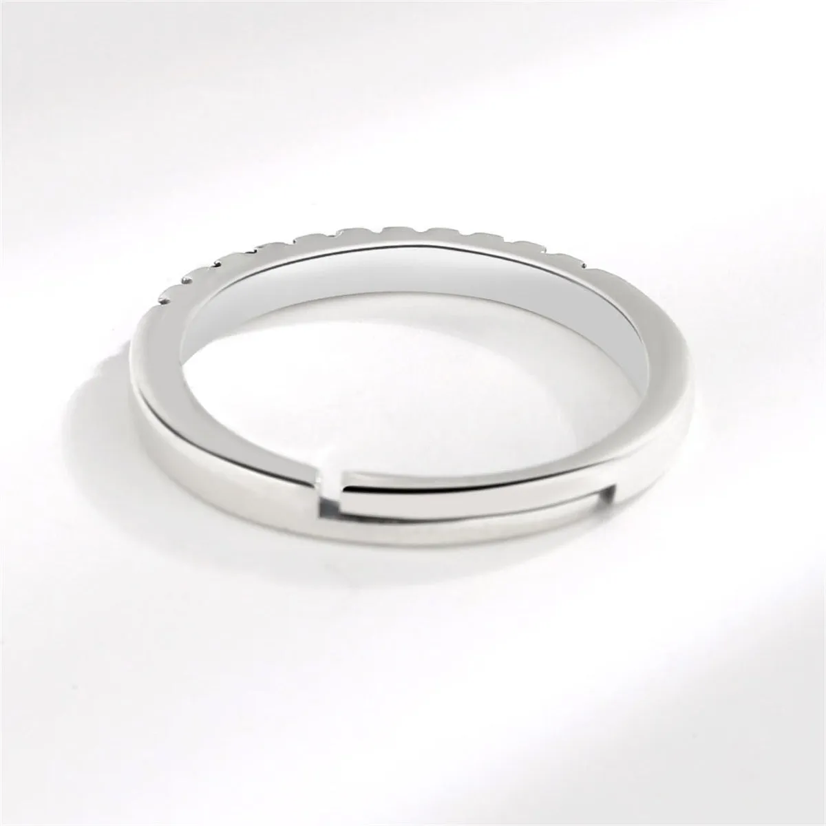 Navy Cubic Zirconia & Silver-Plated Adjustable Ring