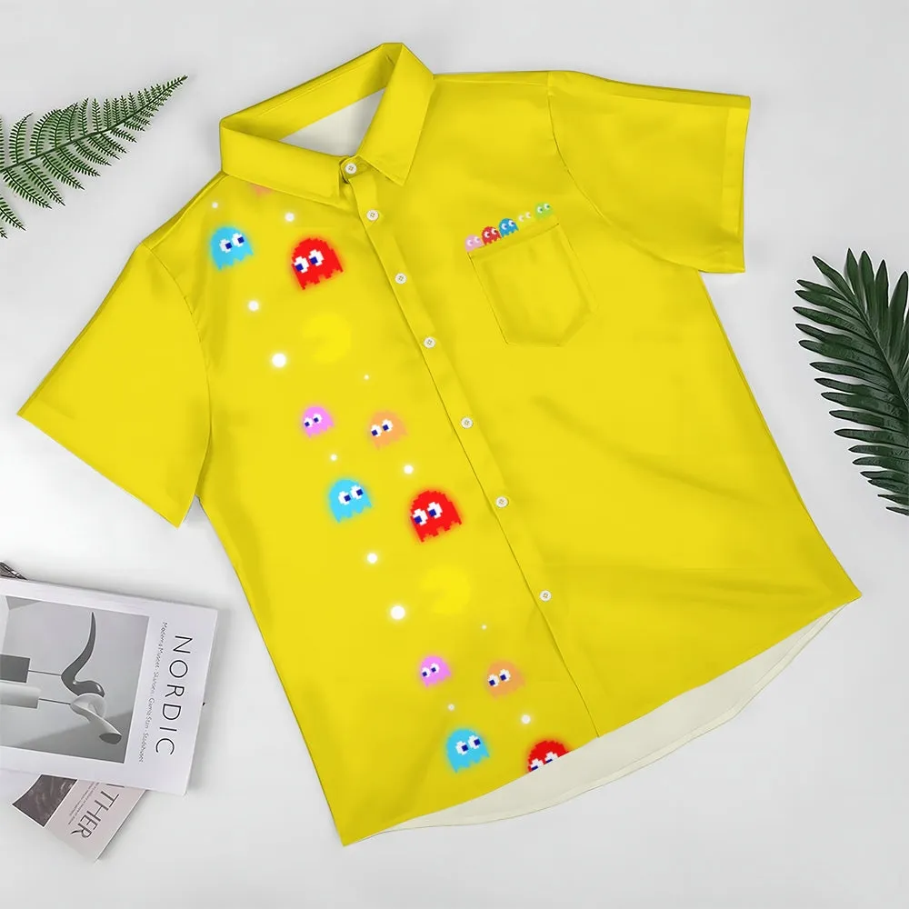 Navy Pac-Man Game Hawaiian Short Sleeve Shirt 2407004747