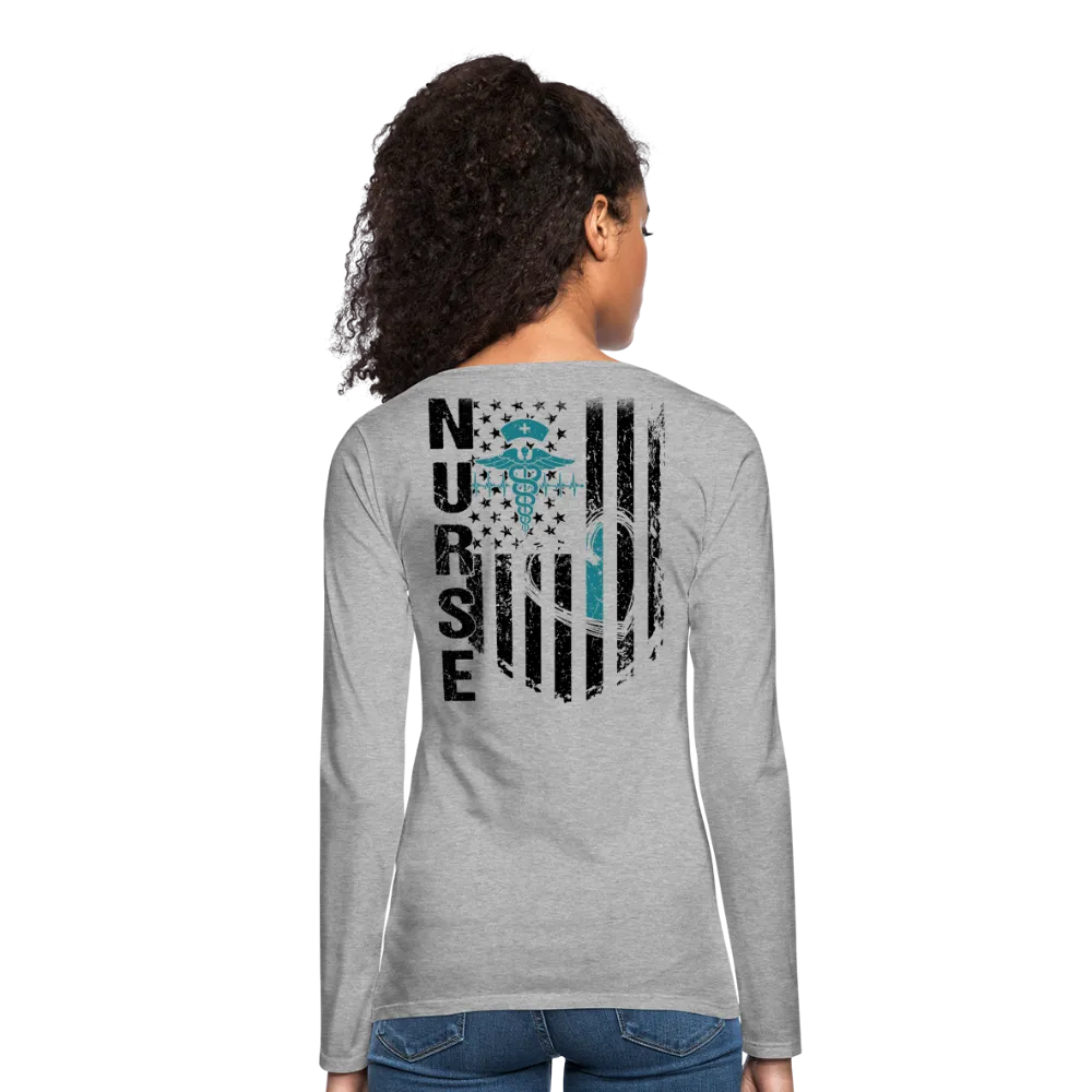 Nurse Flag Women's Premium Long Sleeve T-Shirt (CK4119)