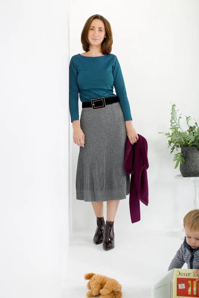 Nursing long sleeve  (with lace) t-shirt in Teal