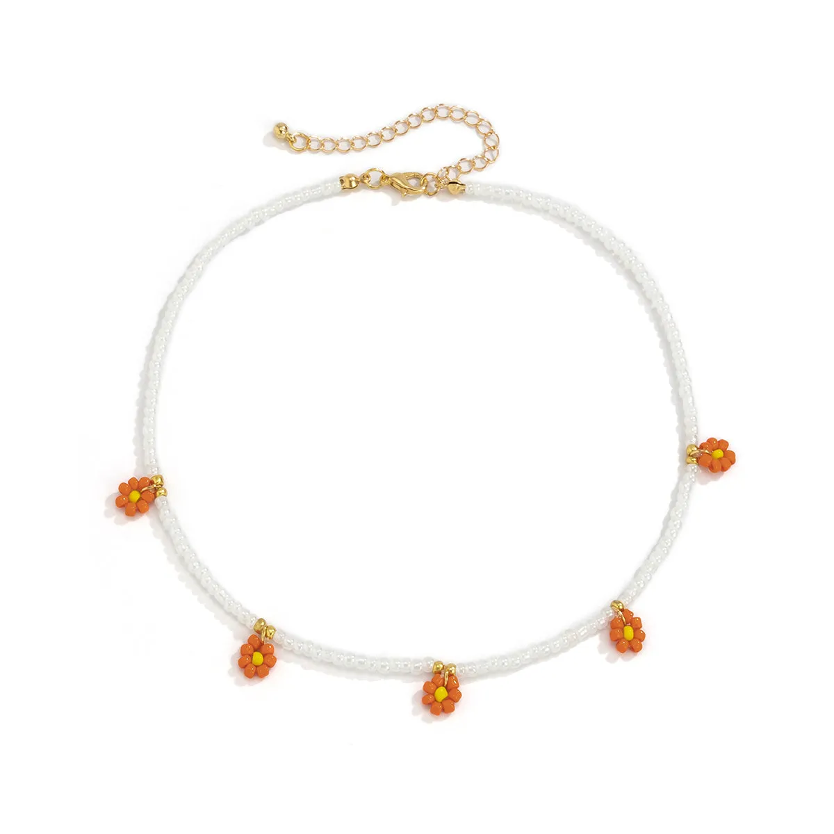 Orange Howlite & 18K Gold-Plated Mum Choker Necklace