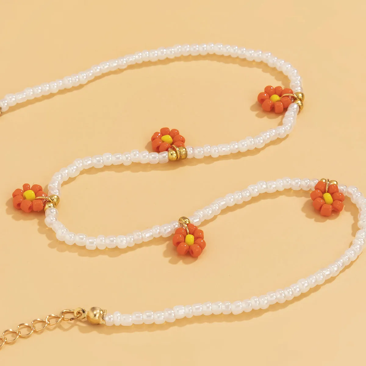 Orange Howlite & 18K Gold-Plated Mum Choker Necklace