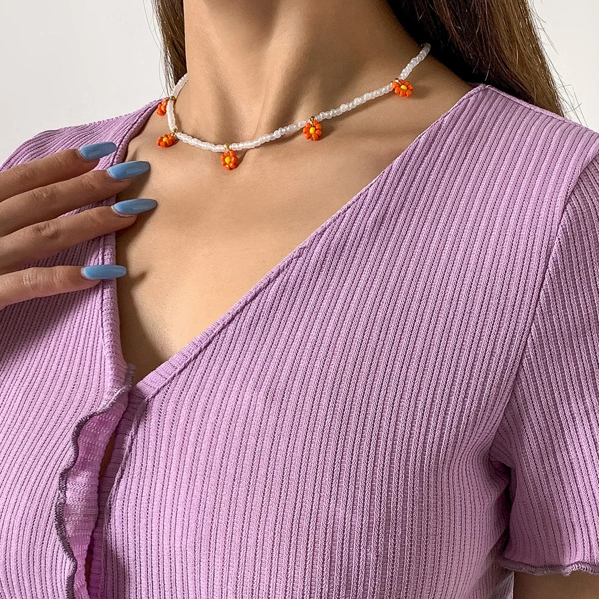 Orange Howlite & 18K Gold-Plated Mum Choker Necklace