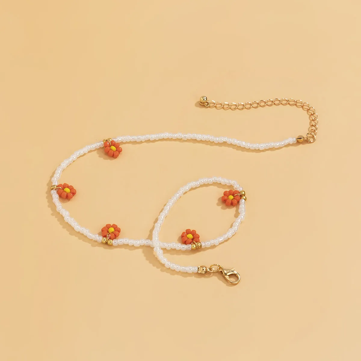Orange Howlite & 18K Gold-Plated Mum Choker Necklace