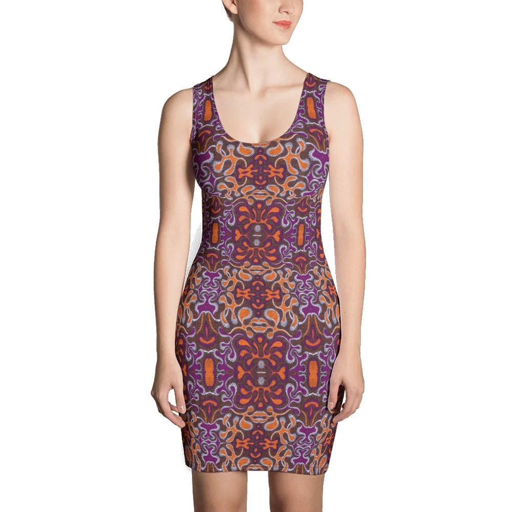 Orange Purple African Print Dress