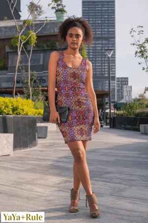 Orange Purple African Print Dress