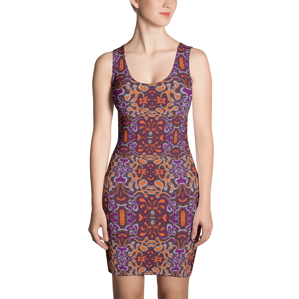 Orange Purple African Print Dress
