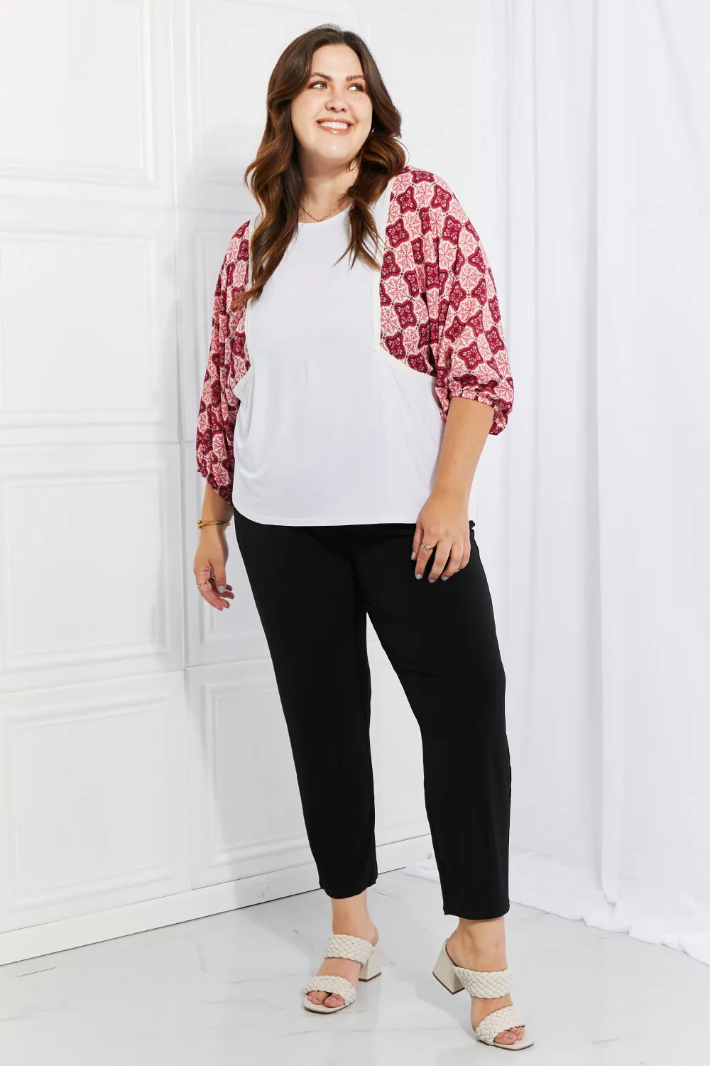 Petal Dew Begin Again Full Size Printed Sleeve Top
