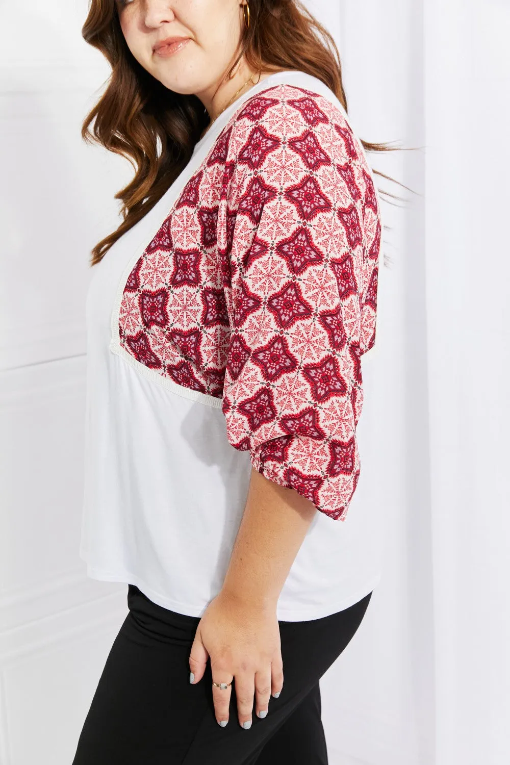 Petal Dew Begin Again Full Size Printed Sleeve Top