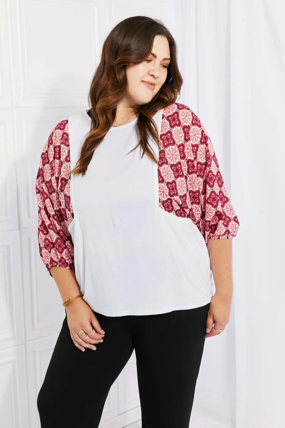 Petal Dew Begin Again Full Size Printed Sleeve Top