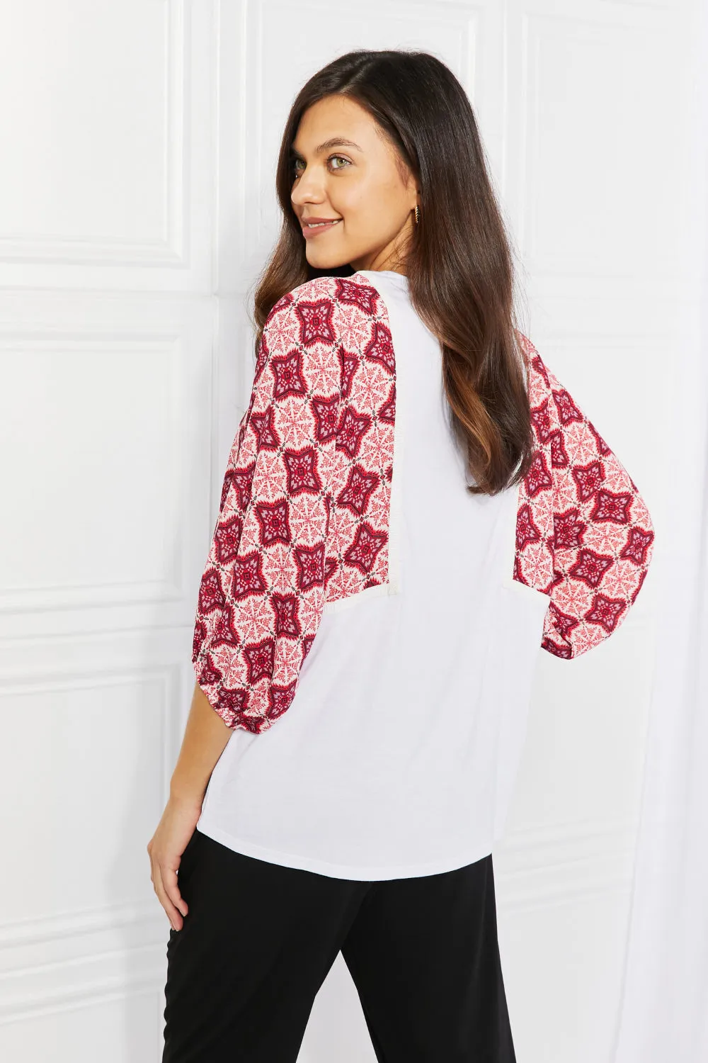 Petal Dew Begin Again Full Size Printed Sleeve Top