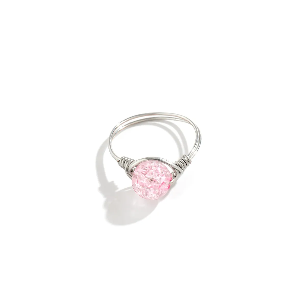 Pink Acrylic & Silver-Plated Ball Ring