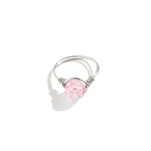 Pink Acrylic & Silver-Plated Ball Ring