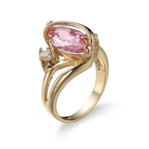 Pink Crystal & Cubic Zirconia Crossover Marquise Ring
