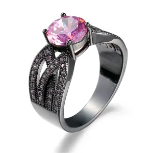 Pink Crystal & Cubic Zirconia Split-Shank Ring