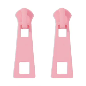 Pink Enamel & Silver-Plated Zip Drop Earrings
