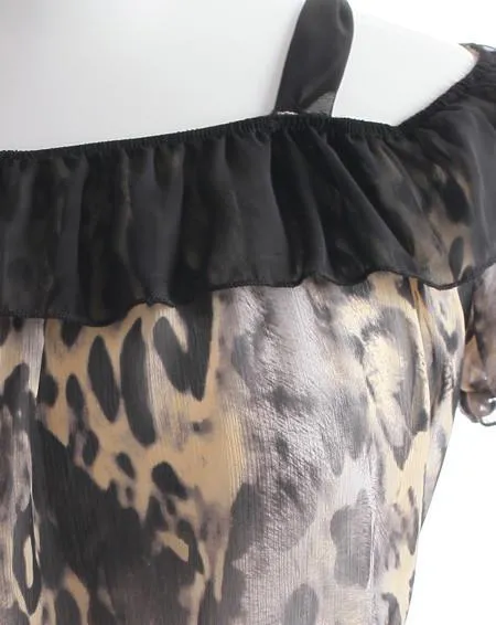 Plus Size Layered Lace Leopard Black Top
