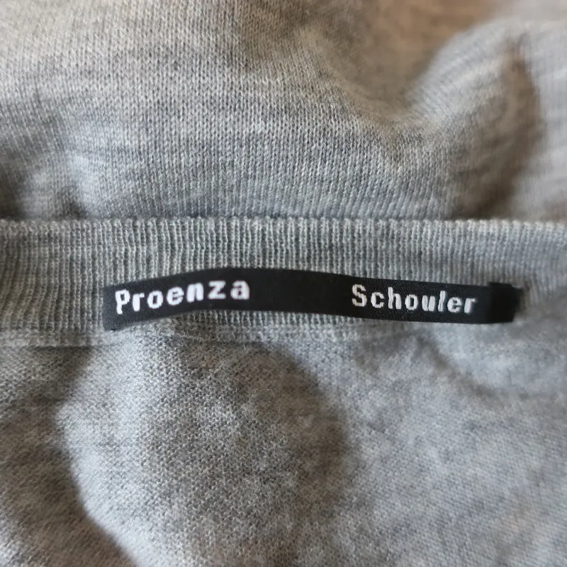 Proenza Schouler V-Neck Sweater Heather Gray Merino Wool Size Extra Small