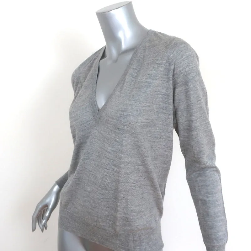 Proenza Schouler V-Neck Sweater Heather Gray Merino Wool Size Extra Small
