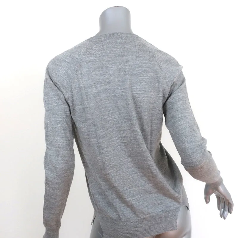 Proenza Schouler V-Neck Sweater Heather Gray Merino Wool Size Extra Small