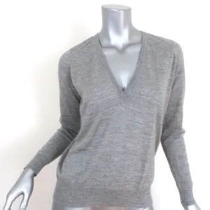 Proenza Schouler V-Neck Sweater Heather Gray Merino Wool Size Extra Small