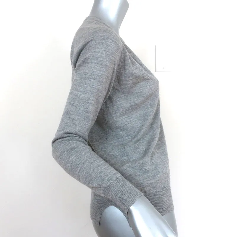 Proenza Schouler V-Neck Sweater Heather Gray Merino Wool Size Extra Small