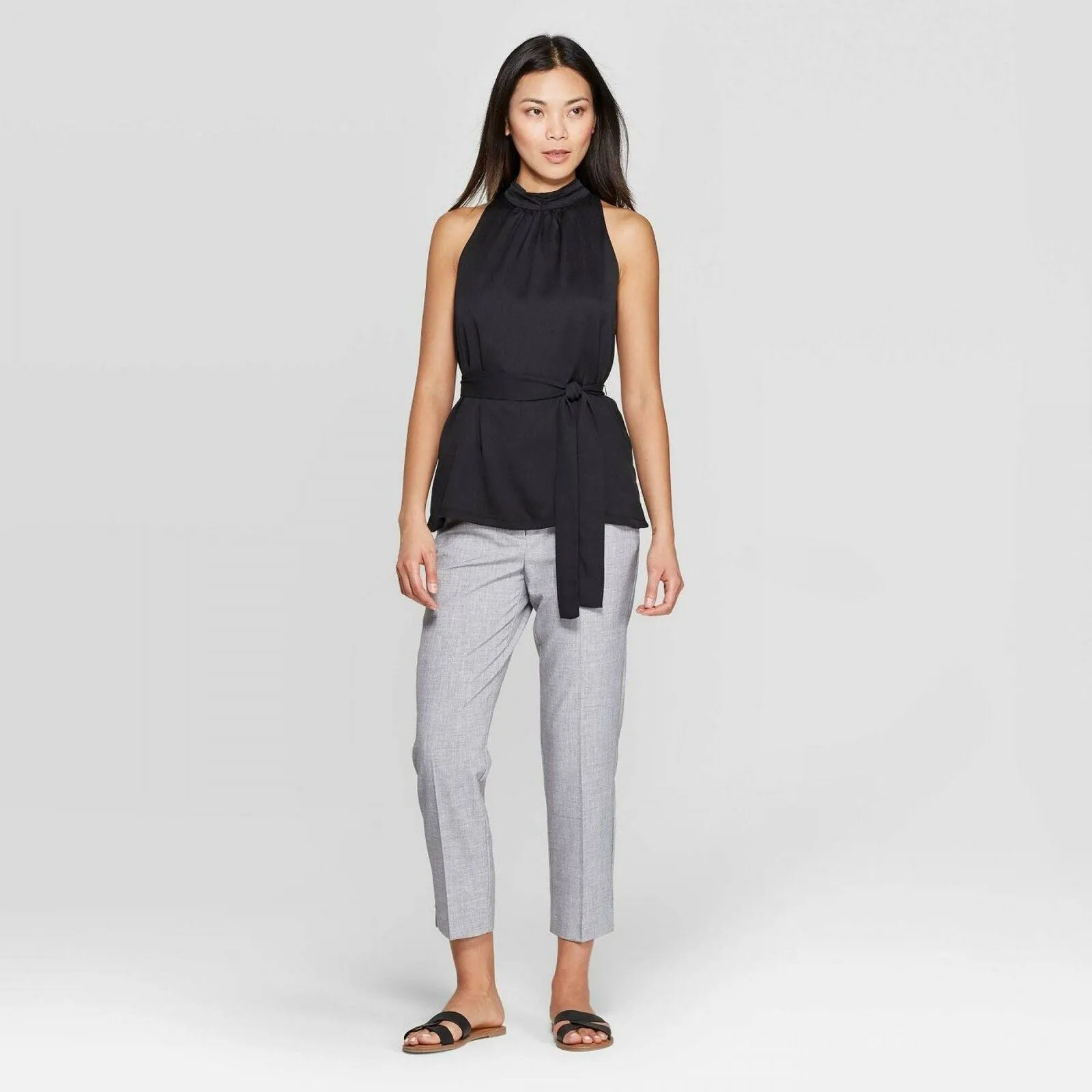 Prologue Women's Sleeveless Turtleneck Belted Top