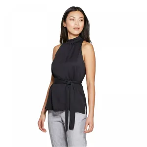 Prologue Women's Sleeveless Turtleneck Belted Top