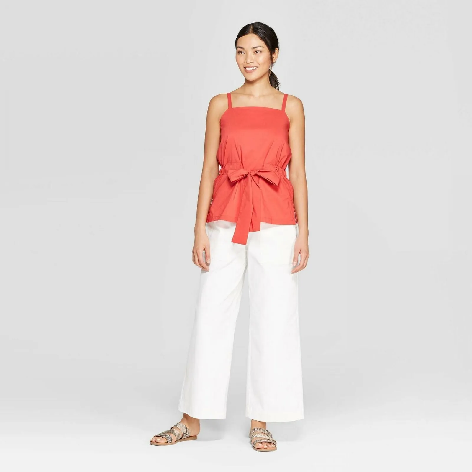 Prologue Women's Square Neck Tie Blouse Shirt