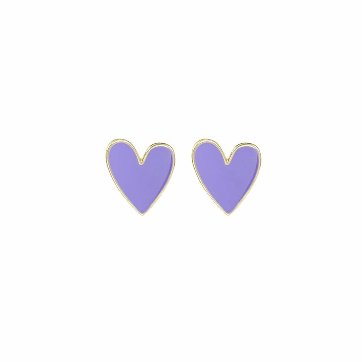 Purple Enamel & 18K Gold-Plated Heart Stud Earrings