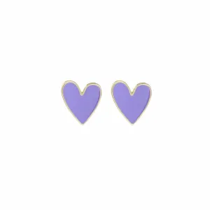Purple Enamel & 18K Gold-Plated Heart Stud Earrings