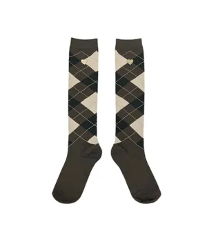 Q.C PLAY: Argyle Check Heart Knee Socks Golf Shorts - Brown