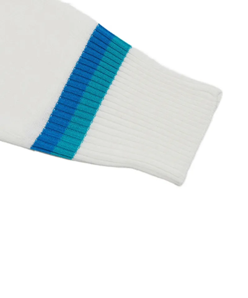 Q.C PLAY: Two-Tone Patch V-Neck Knit - Ivory