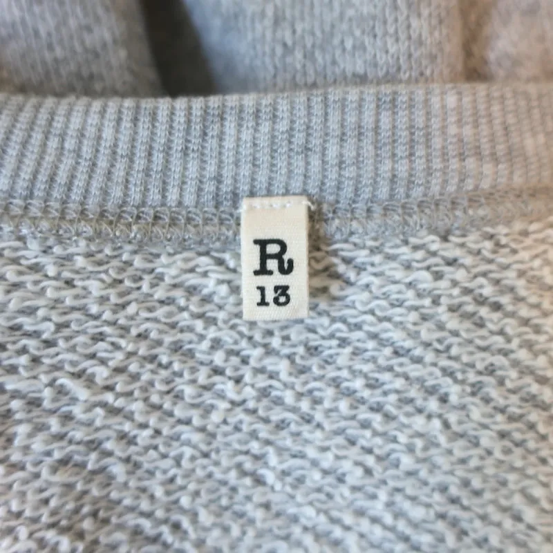 R13 Zipper-Front Mini Sweatshirt Dress Heather Gray Terry Size Large