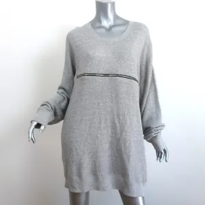 R13 Zipper-Front Mini Sweatshirt Dress Heather Gray Terry Size Large