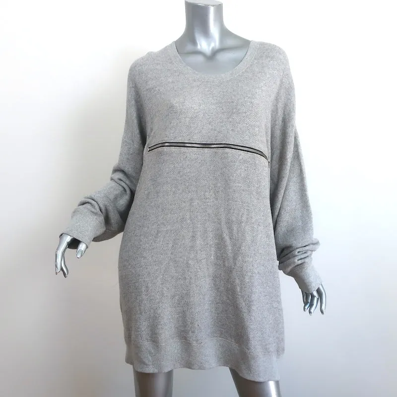 R13 Zipper-Front Mini Sweatshirt Dress Heather Gray Terry Size Large