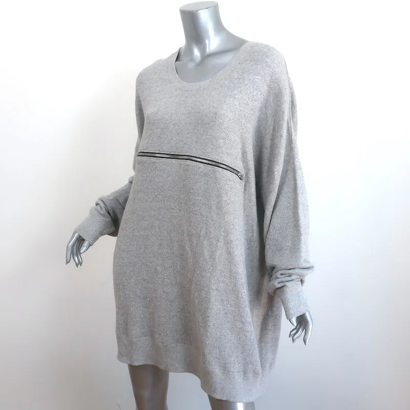 R13 Zipper-Front Mini Sweatshirt Dress Heather Gray Terry Size Large