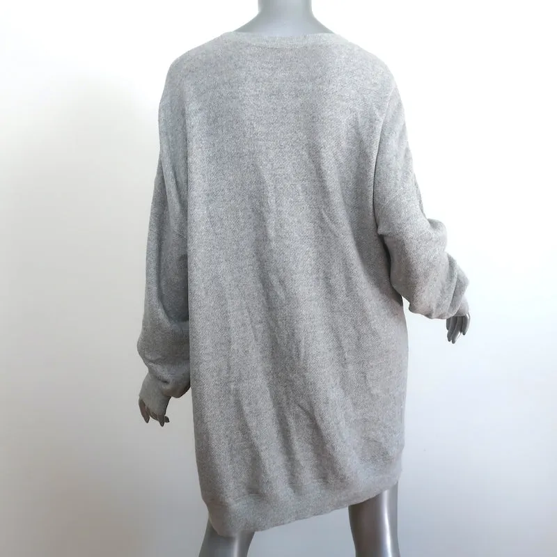 R13 Zipper-Front Mini Sweatshirt Dress Heather Gray Terry Size Large